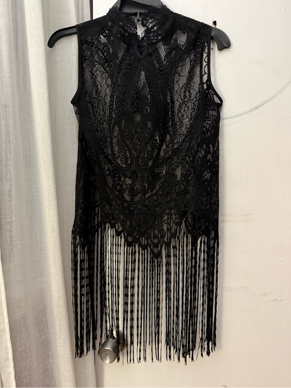 authentic, viral Zara Black Lace Fringe Top.